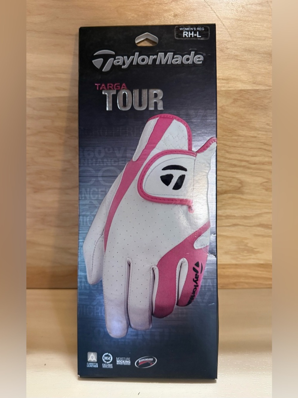 TaylorMade Targa Tour Golf Glove in White & Pink Right hand-L